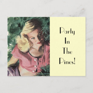 Carte Postale Dans Les Pins Retro Femme Vintage