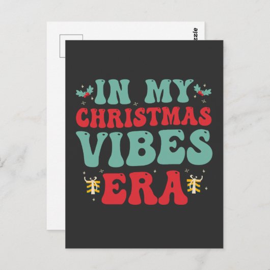 Carte Postale Dans mon Noël Vibe Era drôle Super Père Noël cadea (Devant / Derrière)