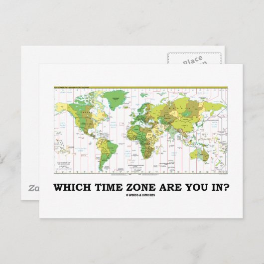 Carte Postale Dans Quel Fuseau Heure Êtes-Vous ? (Carte mondiale (Devant / Derrière)