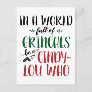 Carte Postale Dans un monde de grincheux Soyez un Citation Cindy