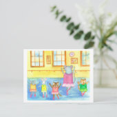 Carte Postale Danse Animaux Raccoon Souris Kitten Bunny (Debout devant)