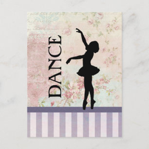 Carte Postale Danse - Ballerina Silhouette sur Arrière - plan Vi