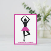 Carte Postale Danse ballerine noir, couleur rose chaud (Debout devant)