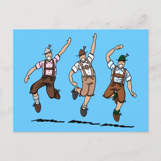 Carte postale Danse Bavarois Lederhosen Hommes (Devant)