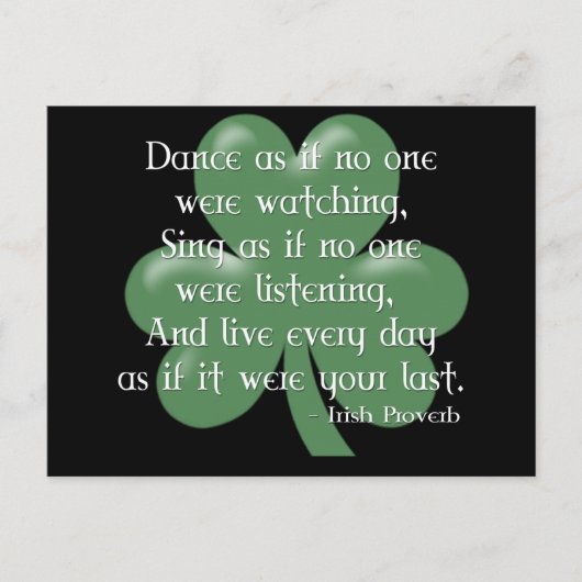 Carte Postale Danse comme si :: Proverbe irlandais (Design blanc (Devant)