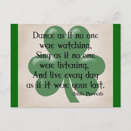 Carte Postale Danse comme si :: Proverbe irlandais (Design noir) (Devant)