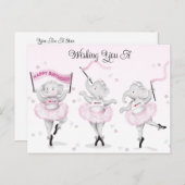 Carte Postale Danse d'anniversaire de ballerine éléphant (Devant / Derrière)