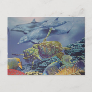 Carte Postale Danse dauphin avec poisson tropical