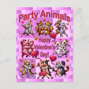 Carte Postale Danse de couples de la Saint-Valentin "Les Fêtards