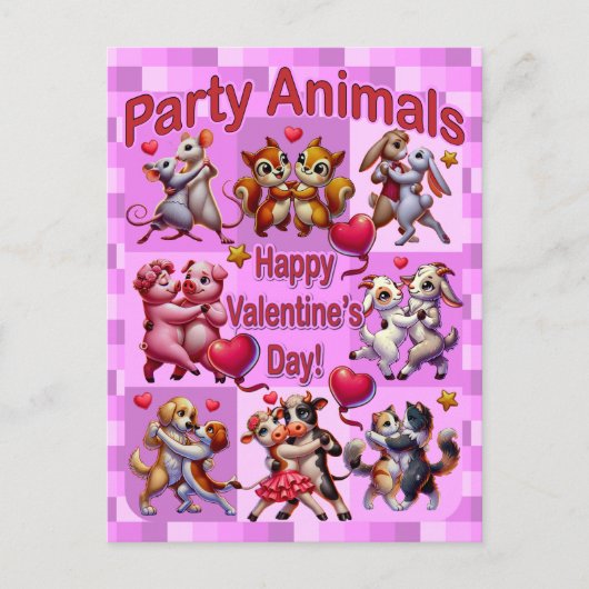 Carte Postale Danse de couples de la Saint-Valentin "Les Fêtards (Devant)
