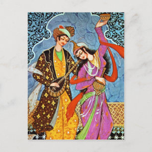 Carte postale Danse Nymphe et Musicien