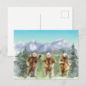 Carte Postale Danse Ours Aquarelle Paysage À feuillage persistan (Devant / Derrière)