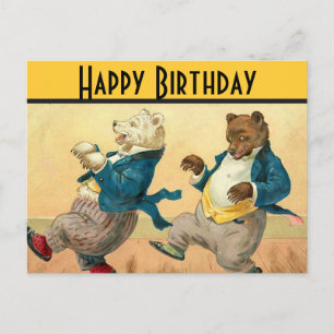Carte Postale Danse Ours Joyeux Anniversaire