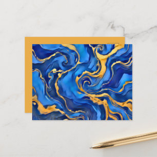 Carte Postale Danse Royale Riche Bleu Royal Or Abstrait