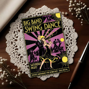 Carte Postale Danse Swing Art Déco Vintage des années 1940