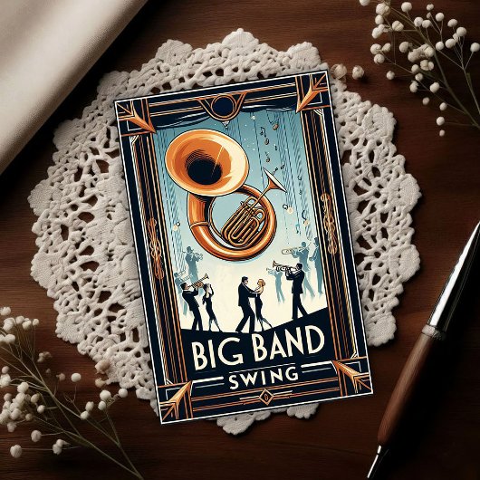 Carte Postale Danse Swing Big Band Vintage