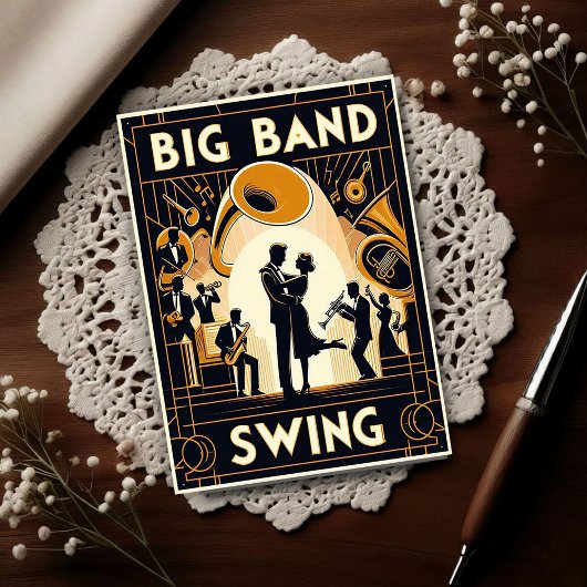 Carte Postale Danse Swing Big Band Vintage