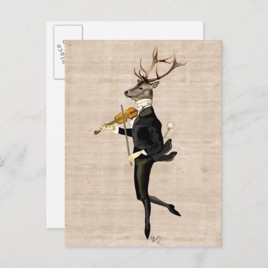 Carte Postale Danser Cerf avec Violon 2 (Devant / Derrière)
