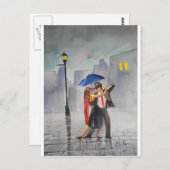 CARTE POSTALE DANSER COUPLE UMBRELLA (Devant / Derrière)