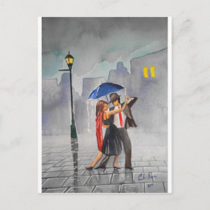 CARTE POSTALE DANSER COUPLE UMBRELLA