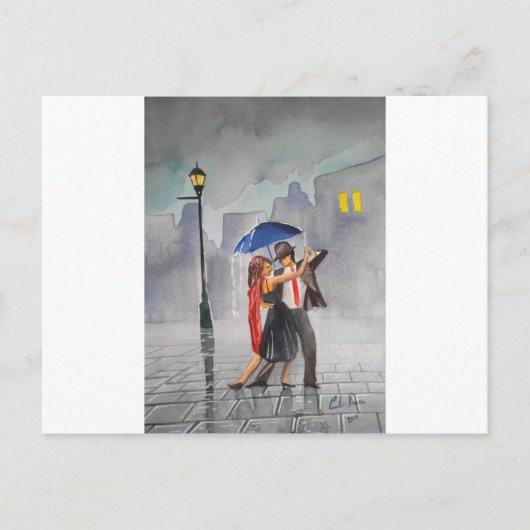 CARTE POSTALE DANSER COUPLE UMBRELLA (Devant)