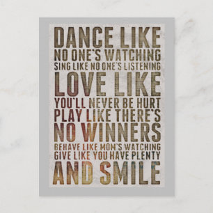 CARTE POSTALE DANSER MOTIVATION COMME SI PERSONNE NE REGARDATIT 