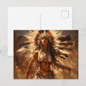 Carte Postale Danser une femme amérindienne à la tête (Devant / Derrière)