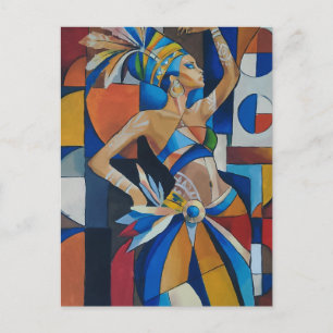Carte Postale Danseur africain vibrant cubiste géométrique moder