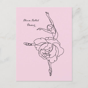Carte Postale Danseur Ballet Fleur Avec Touche Florale Customisé