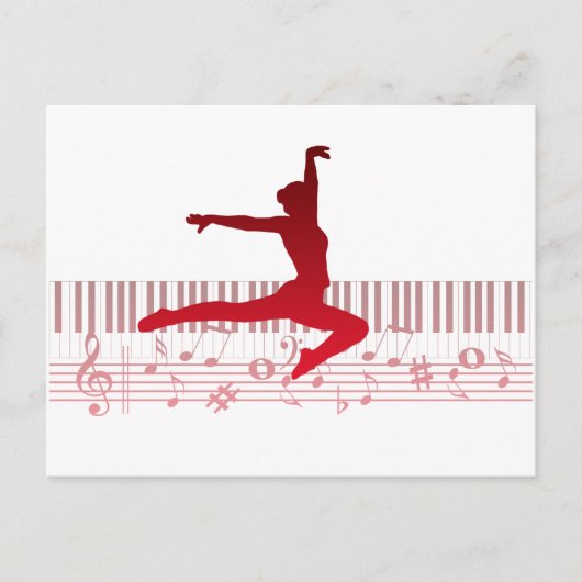 Carte Postale Danseur de ballet sur un clavier       (Devant)