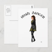 Carte Postale Danseur de pas irlandais - Robe noire, Cheveux bru (Devant / Derrière)