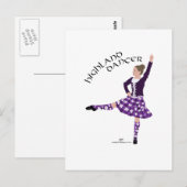 Carte Postale Danseur des Highlands Violet (Devant / Derrière)