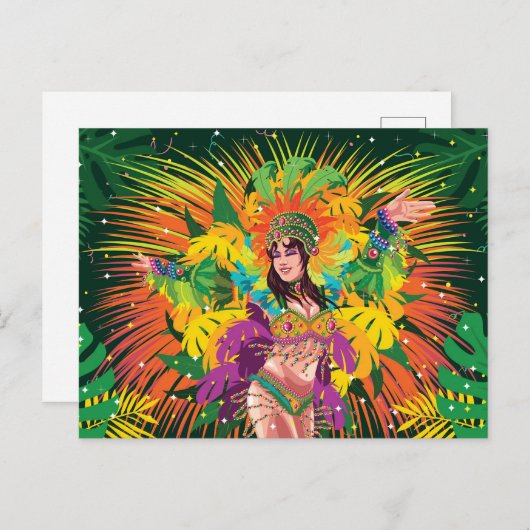 Carte Postale Danseur du carnaval de Rio (Devant / Derrière)