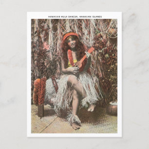 Carte Postale Danseur Hawaïen vintage Hula jouant Ukulele