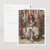 Carte Postale Danseur Hawaïen vintage Hula jouant Ukulele (Devant / Derrière)