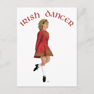 Carte Postale Danseur Irlandais en Rouge