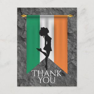 Carte Postale Danseur irlandais et drapeau de l'Irlande Merci