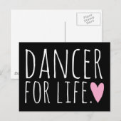 Carte Postale Danseur pour la vie Noir avec coeur (Devant / Derrière)
