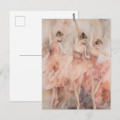 Carte postale Danseurs de ballet rose (Devant / Derrière)