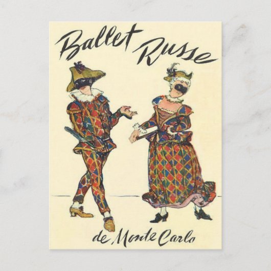 Carte Postale Danseurs de ballet russe Arlequin (Devant)