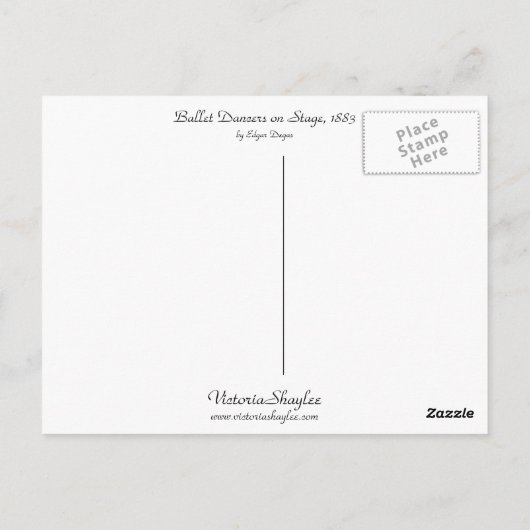 Carte Postale Danseurs de ballet sur scène par Degas (Dos)
