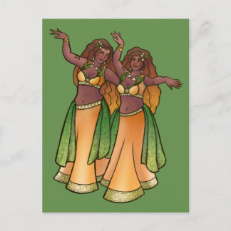 Carte Postale Danseurs de Belly Gemini Zodiac Bellydance Art