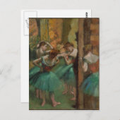 Carte Postale Danseurs rose et vert d'Edgar Degas (Devant / Derrière)