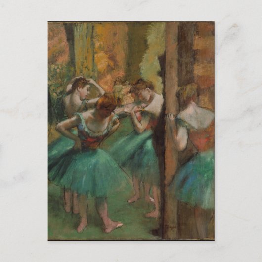 Carte Postale Danseurs rose et vert d'Edgar Degas (Devant)