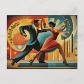 Carte Postale Danseurs Tango Art Déco Moderne (Devant)