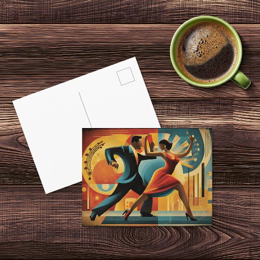 Carte Postale Danseurs Tango Art Déco Moderne