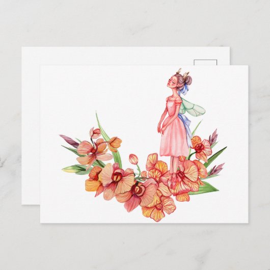 Carte Postale Danseuse de ballet à l'aquarelle (Devant / Derrière)