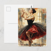 Carte Postale Danseuse de ballet en tutu, (Devant / Derrière)