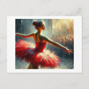Carte Postale Danseuse de ballet gracieuse en tutu rouge,