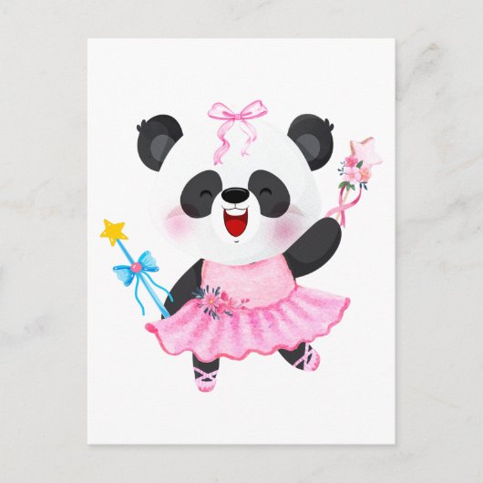 Carte Postale Danseuse de ballet Panda Amoureux des Animaux Fill (Devant)